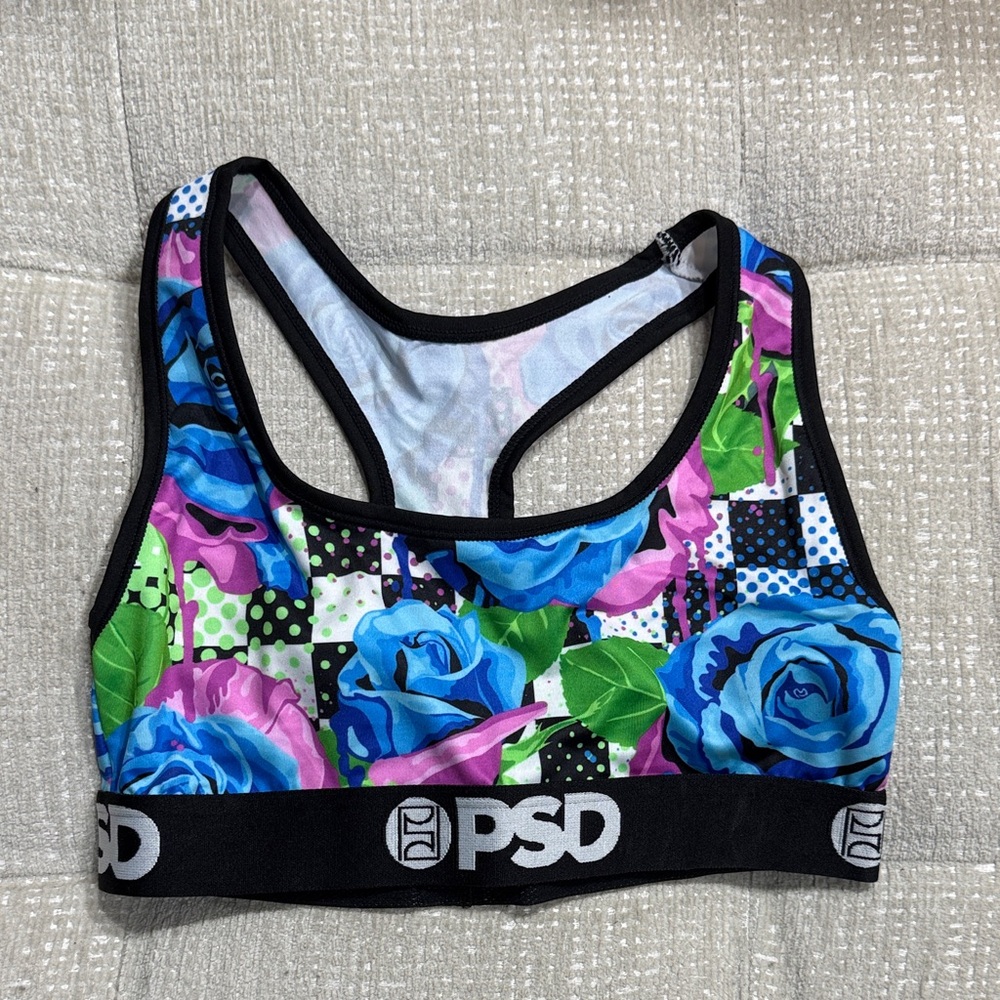 PSD Blue and Green Floral Sports Bra